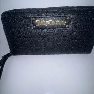 Juicy Couture Black Embossed Zip Wallet